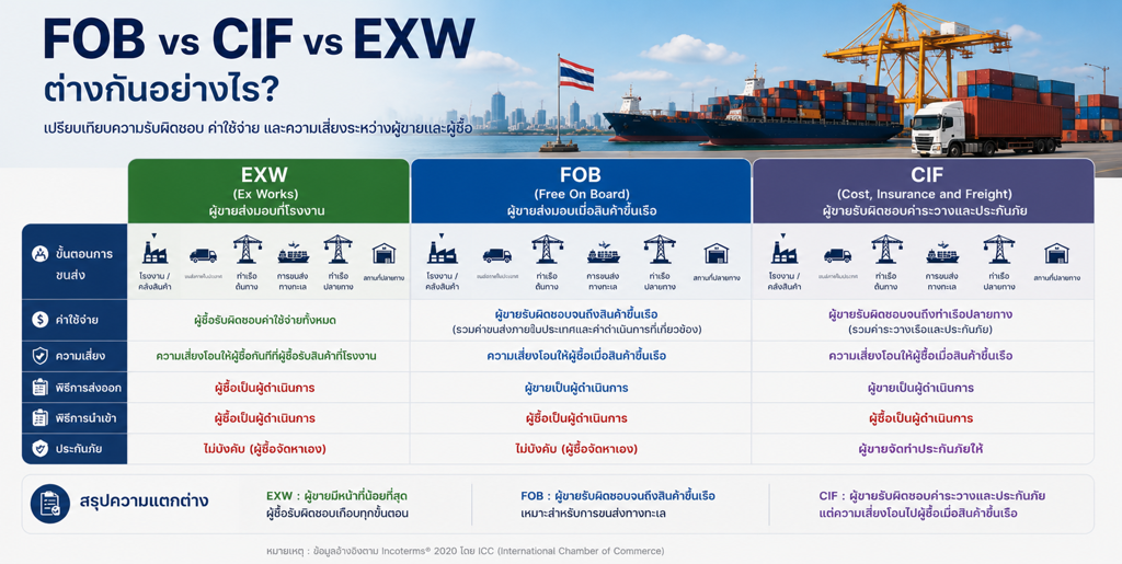 FOB vs CIF vs EXW: What's the Difference?